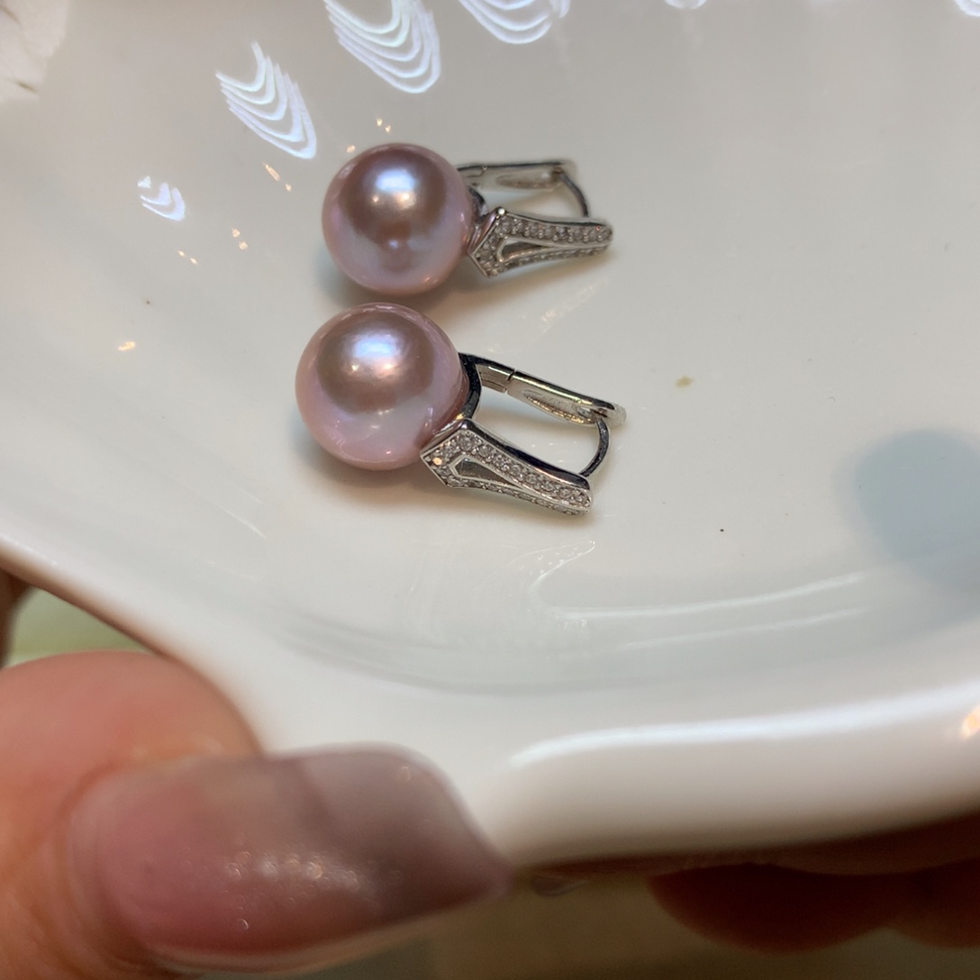 淡水珍珠耳饰银S925镶嵌