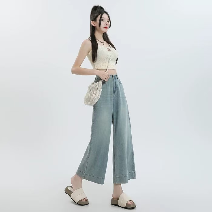 薄款牛仔裤女2025夏季新款莱赛尔天丝高腰显瘦百搭宽松阔腿裤子