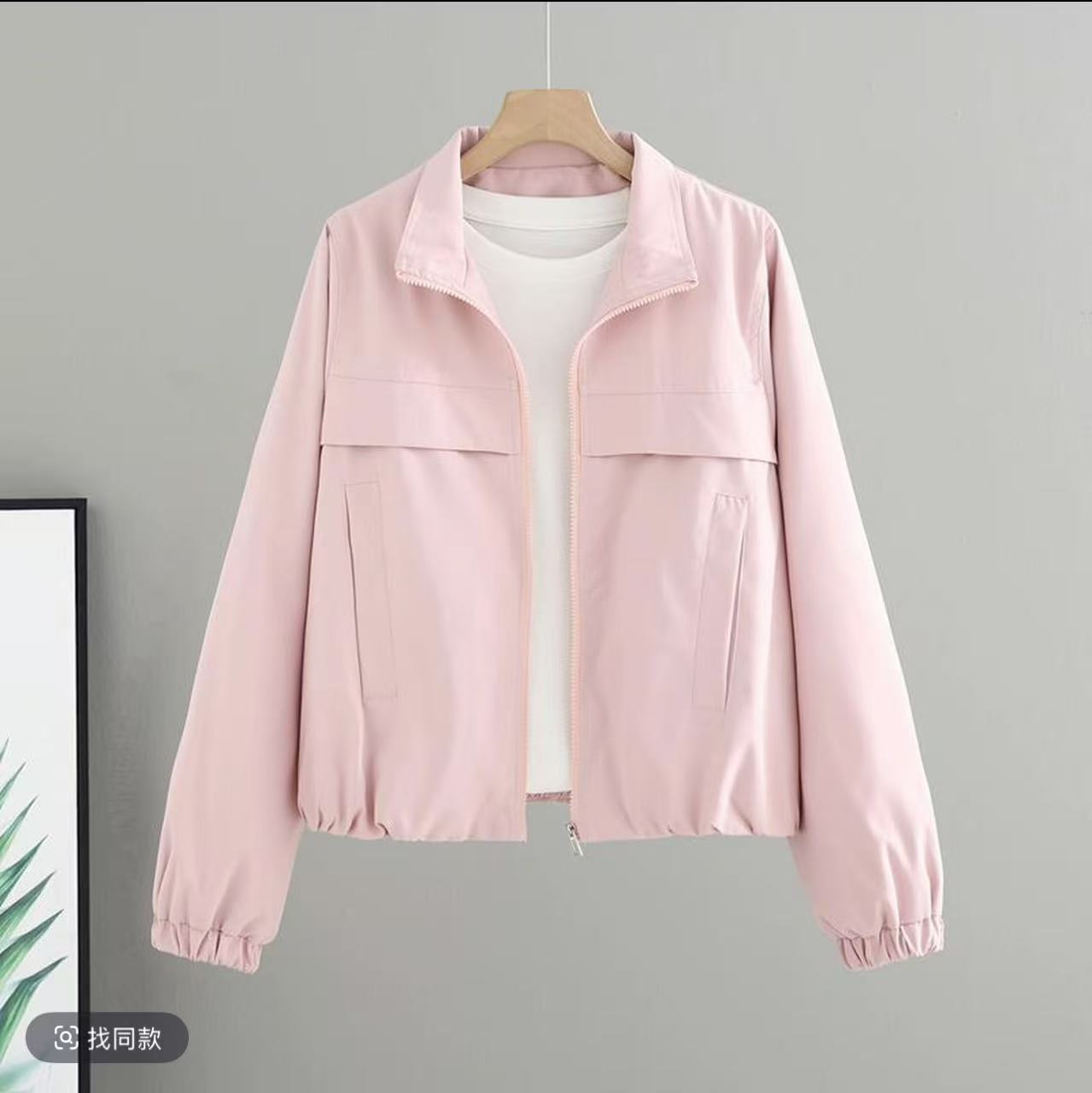 小众设计感春秋休闲微软夹克百搭立领时尚纯色冲锋衣短外套