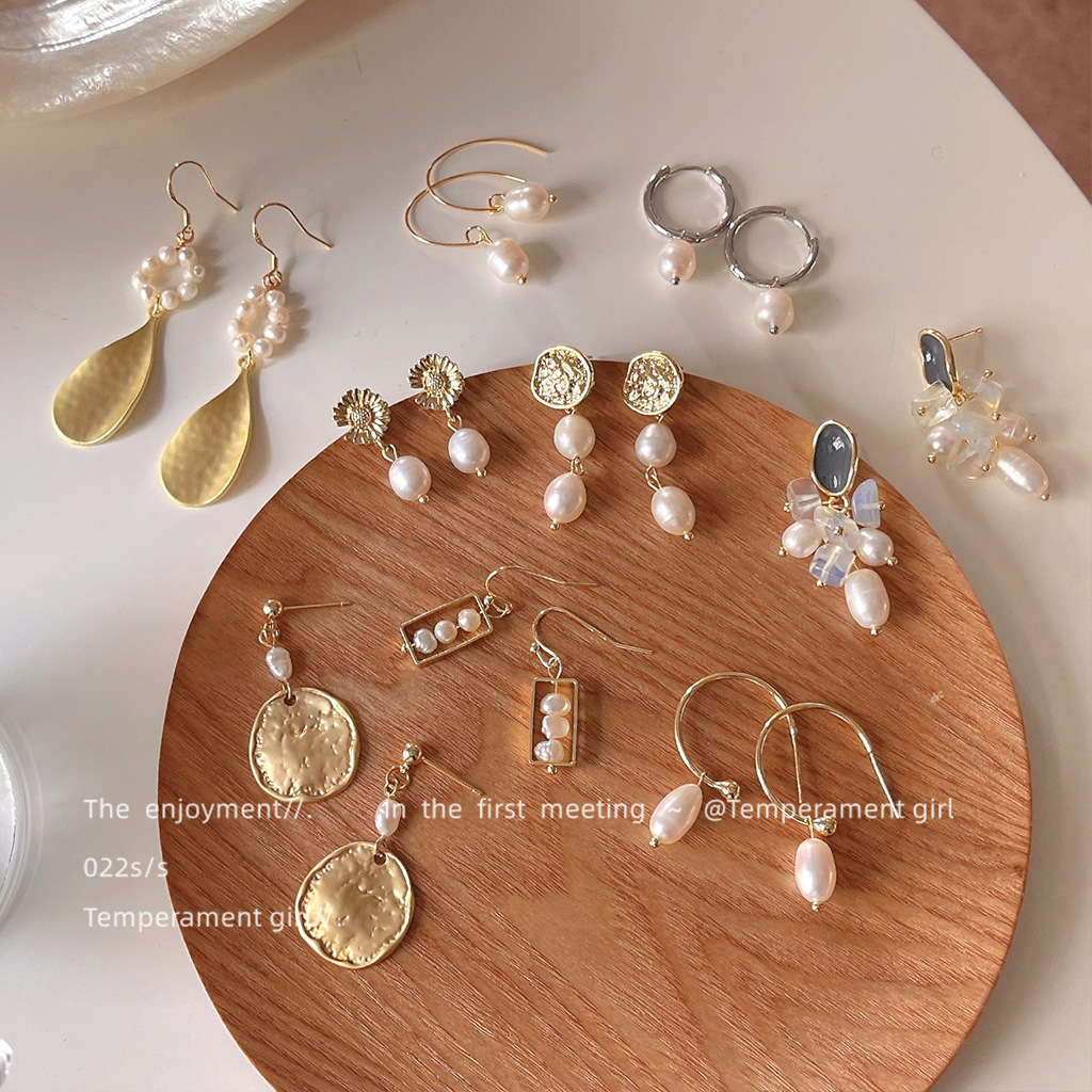 925银仿珍珠耳饰 时尚百搭天然珍珠手作设计小众款通勤耳环气质