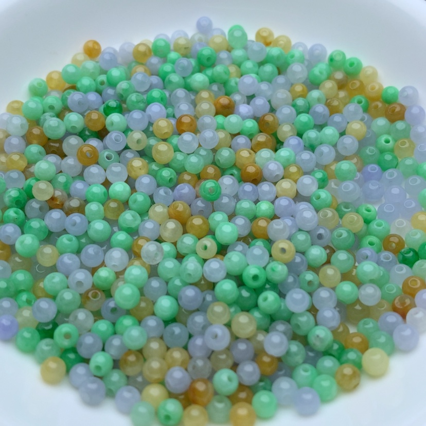 【闪购商品】翡翠手链未镶嵌卡3.5冰三彩10颗（手链拍5单）