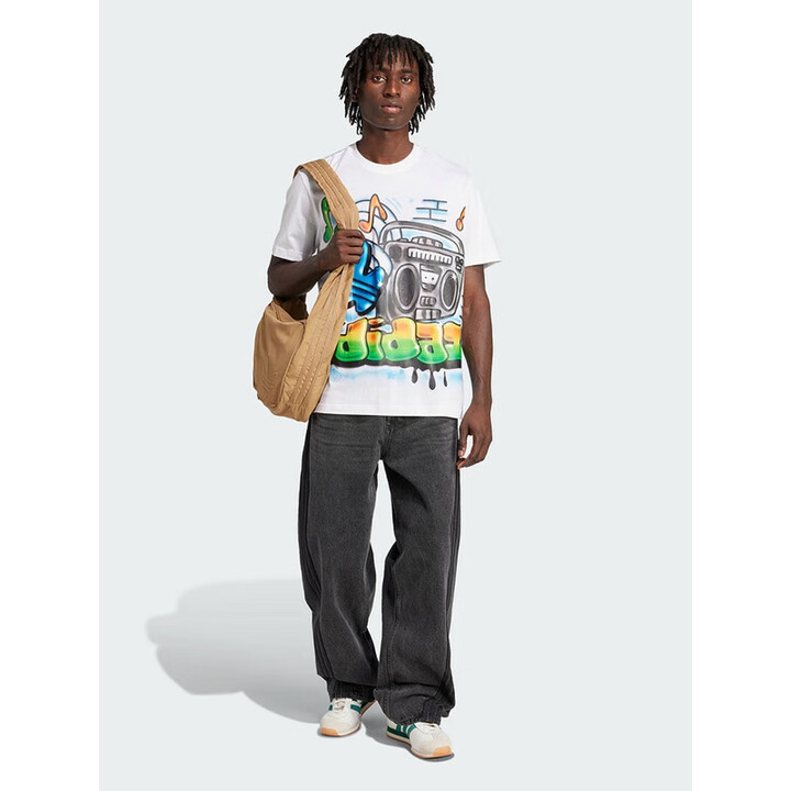 adidas/阿迪达斯微喇男子三叶草舒适阔腿棉牛仔运动扭扭裤JY6291