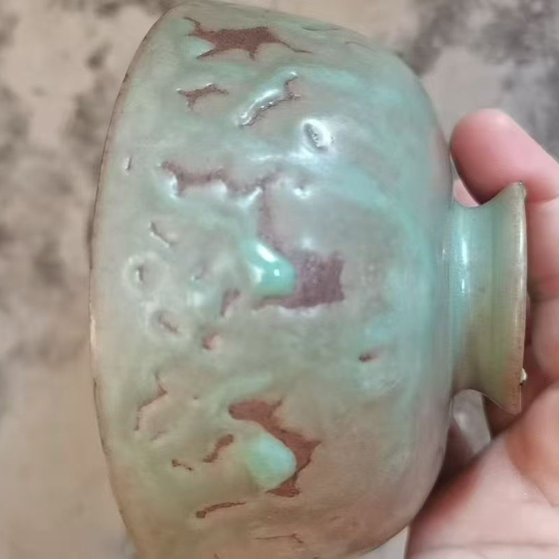 老岩泥祥云高足杯鎏银高脚主人杯青铜釉陶瓷茶具茶杯单杯