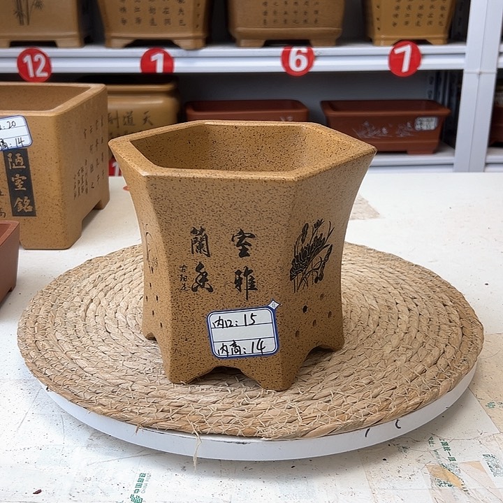 紫砂花盆蛇年大吉