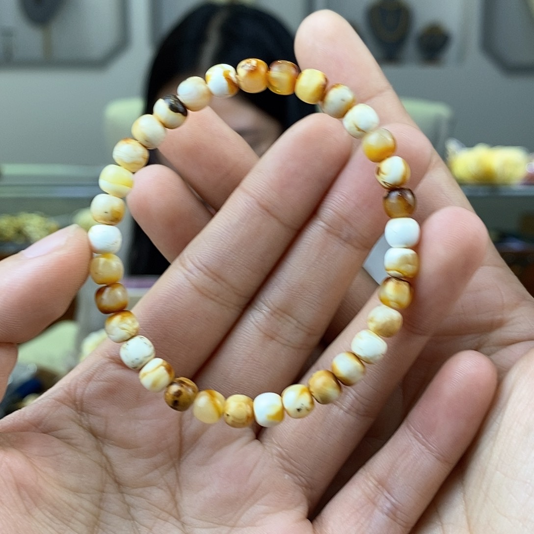 琥珀裸石未镶嵌蜜蜡手串6.0mm