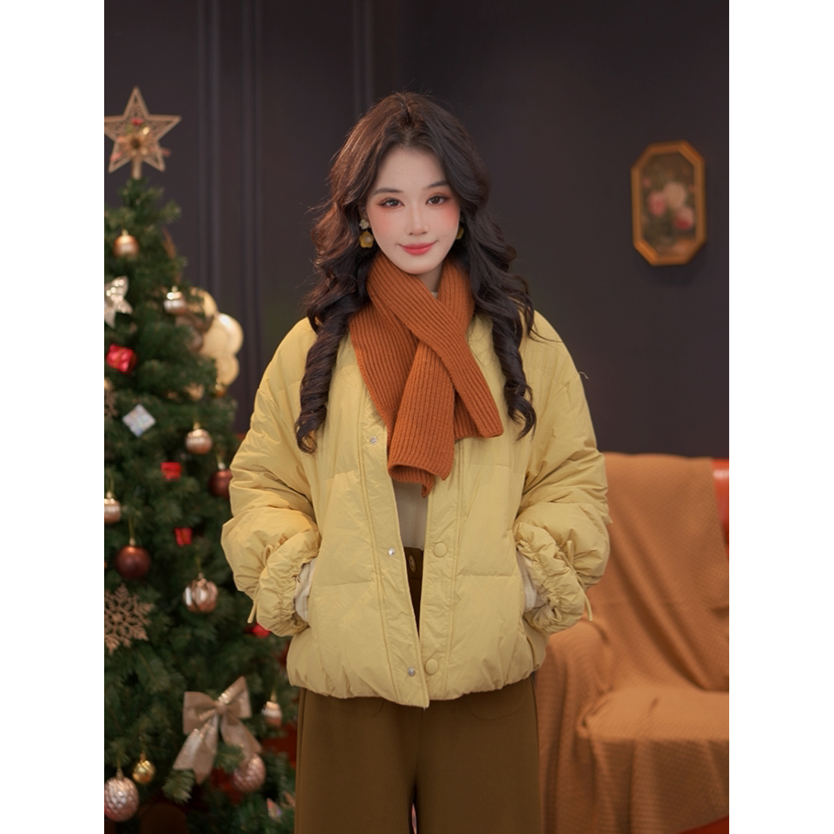 婉儿  新款时尚洋气百搭女装纯色短款防风保暖面包服外套#K10313