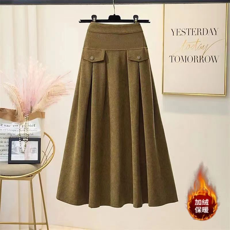 【直播间专属浮力链接】大码微胖mm冬季加绒半身裙灯芯绒裙子百搭女