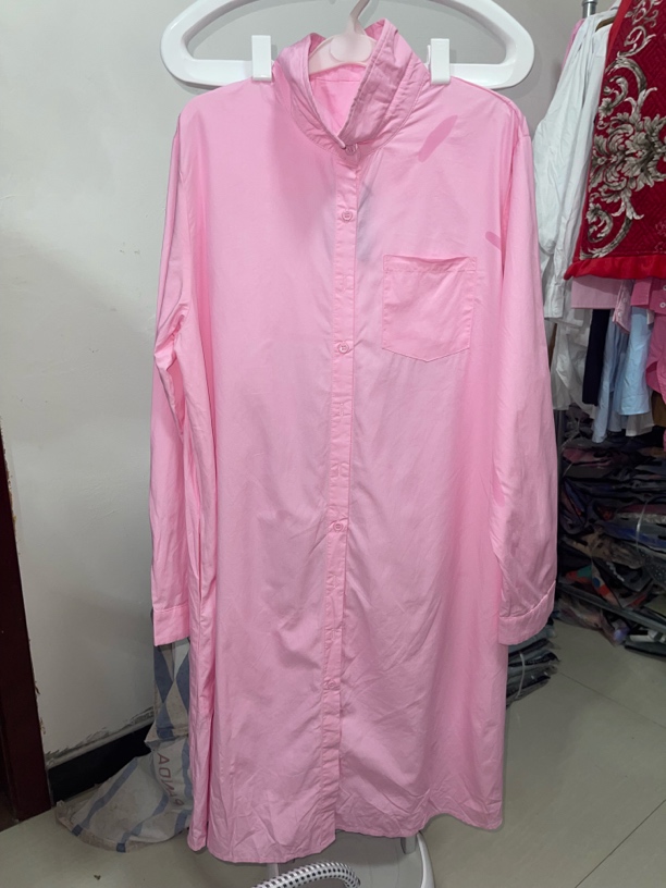 高级感纯色衬衫裙春夏四季两穿长款打底连衣裙