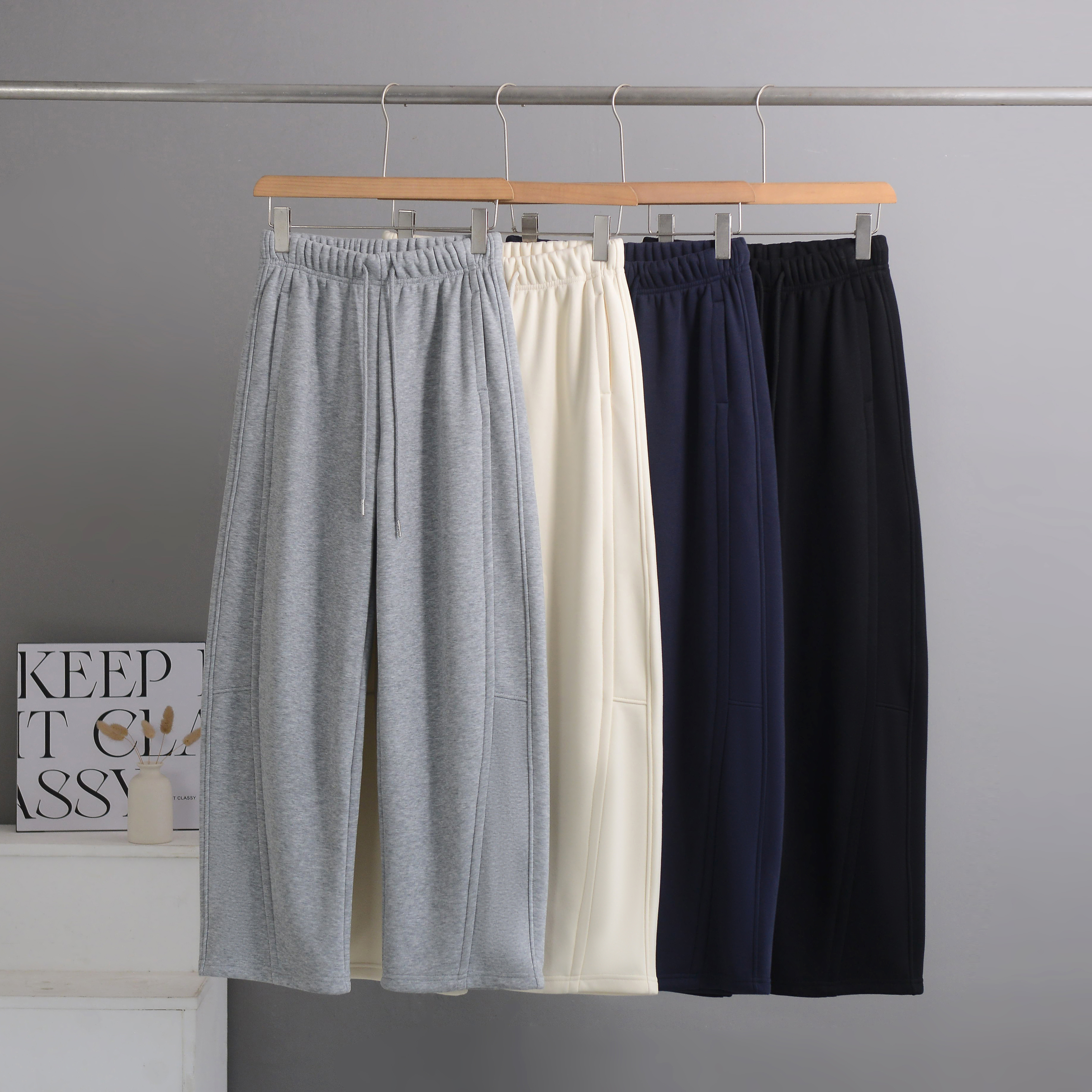 冬季加绒加厚香蕉裤女士休闲保暖防风大码宽松显瘦提臀弯刀裤0319