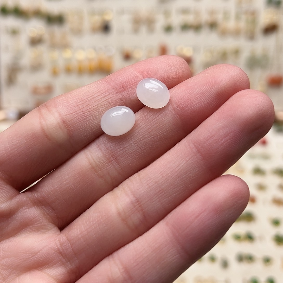 银S925镀金镶嵌和田玉耳钉