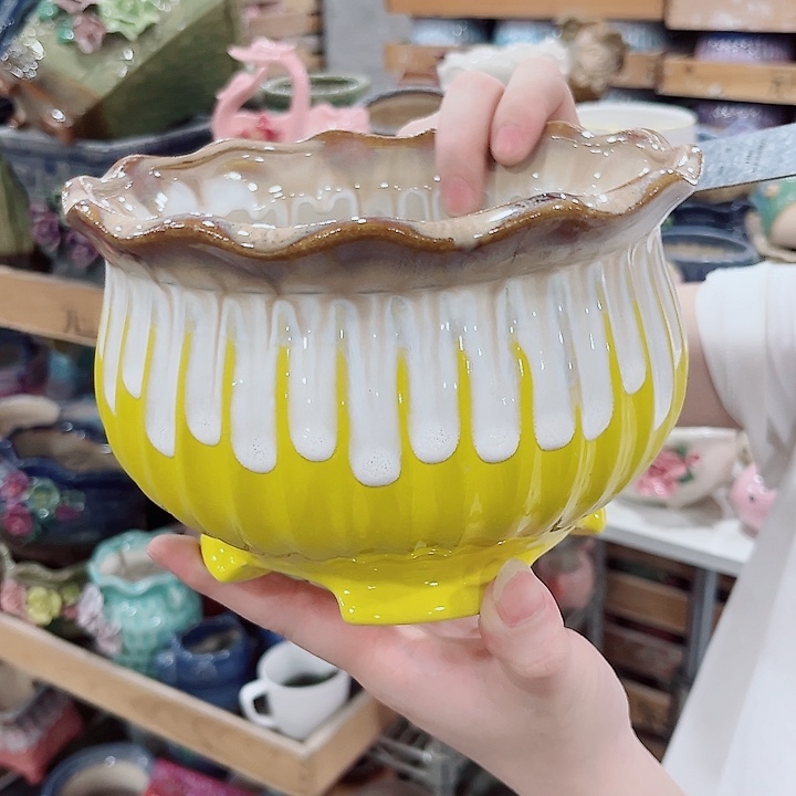 有孔.凑单10元陶瓷花盆发货！