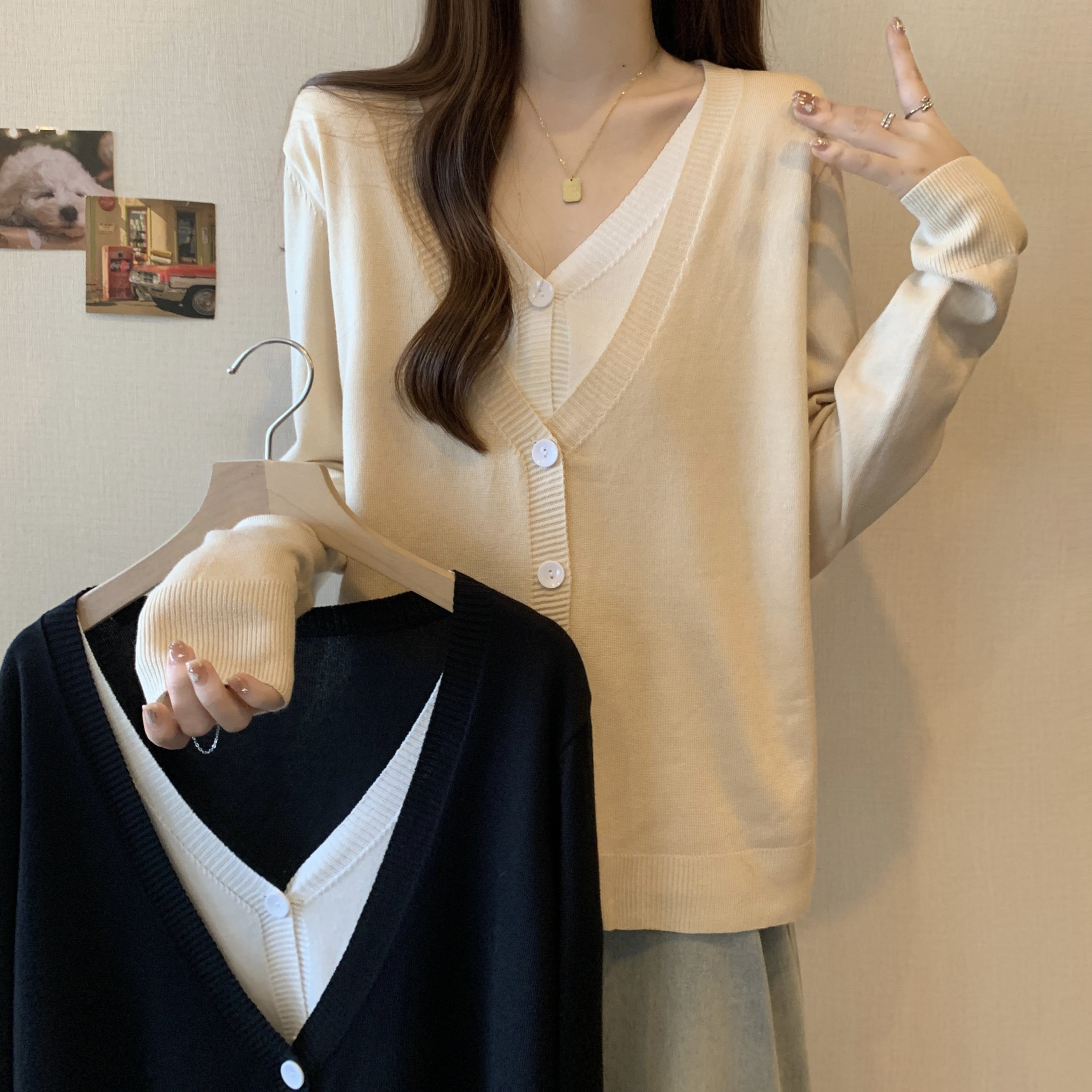 0252大码秋冬假两休闲遮肉长袖大码女装200斤胖mm显瘦针织开衫潮 