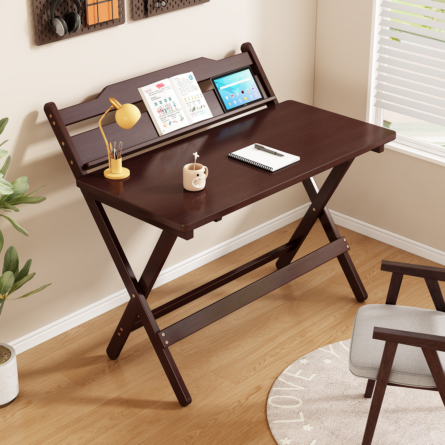 原创四档可调节折叠桌学习作业家用折叠学习桌折叠电脑桌简约实木
