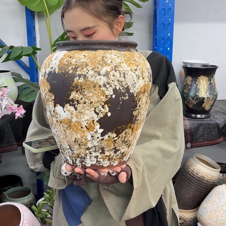 19×31 -粗陶花盆有孔-买买买
