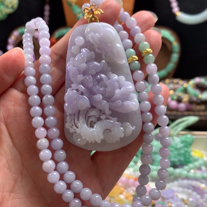 觅***集翡翠未镶嵌颈饰吊坠