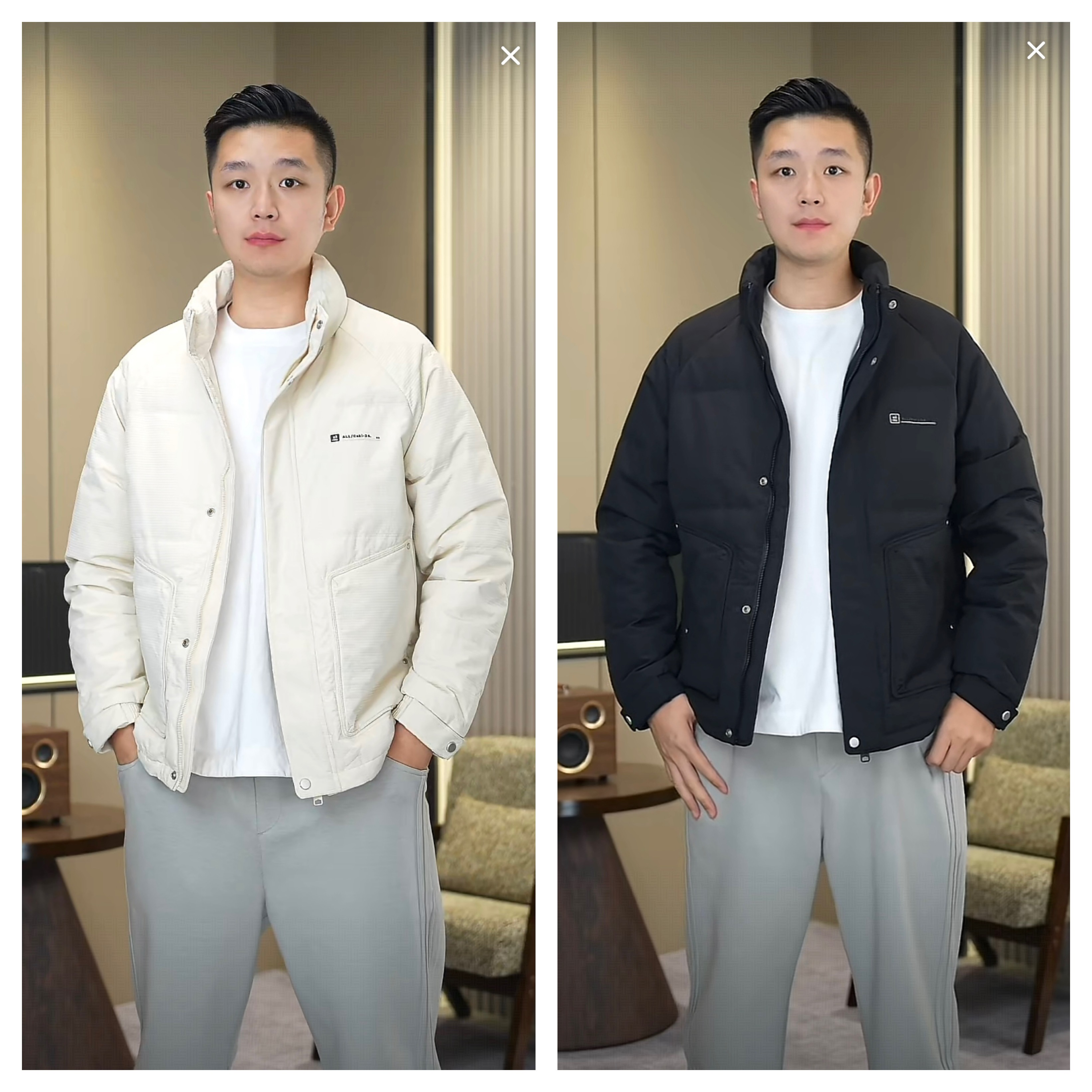 【良品基地】90白鸭绒外套菱格提花双层胆布新国标派克共青城羽绒服