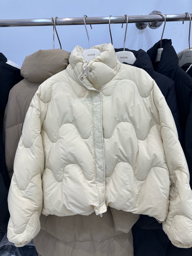 短款纯色波浪纹宽松型羽绒服立领秋冬网红小个子