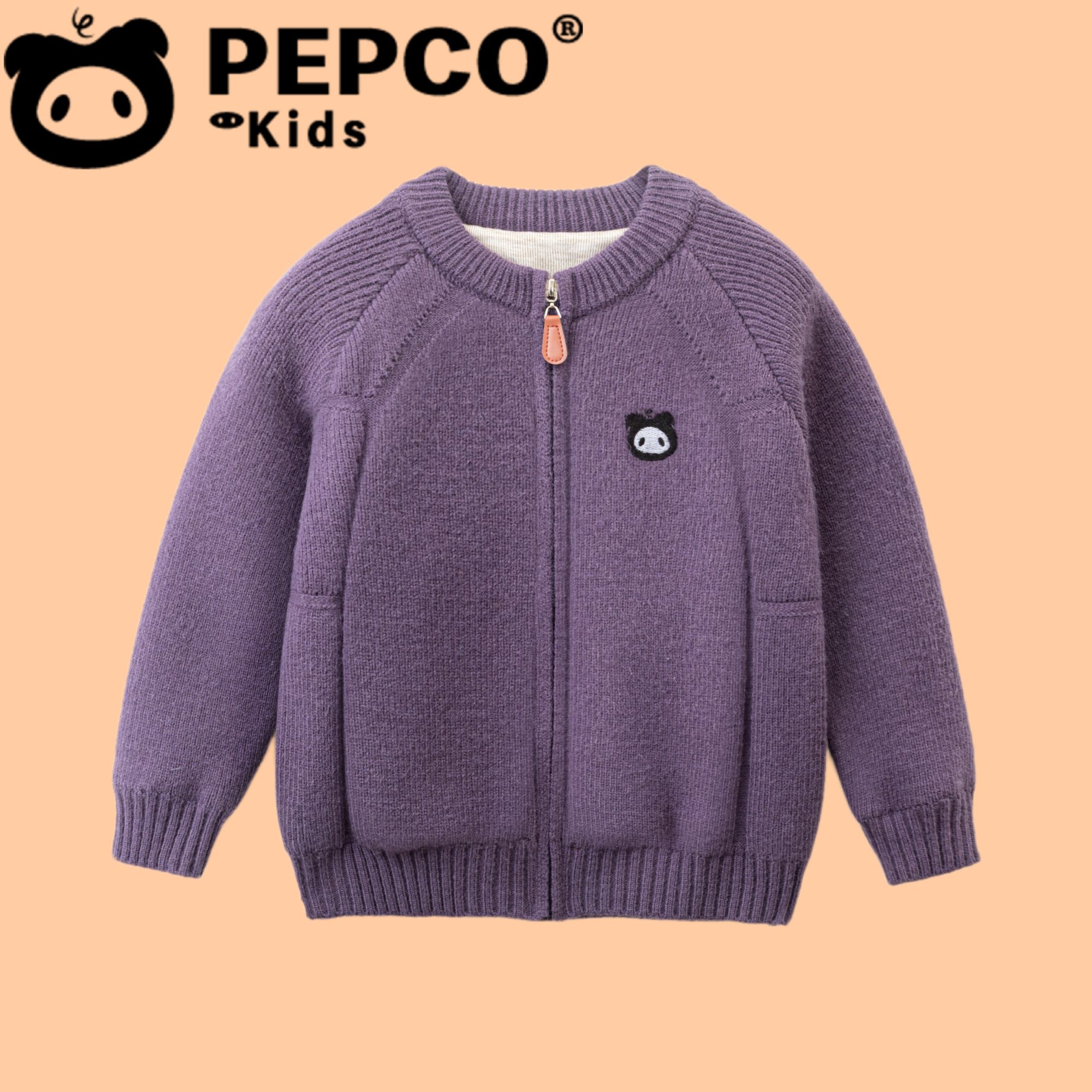 PEPCO/小猪班纳2025冬季新款德绒加厚毛衣儿童潮酷针织开衫112