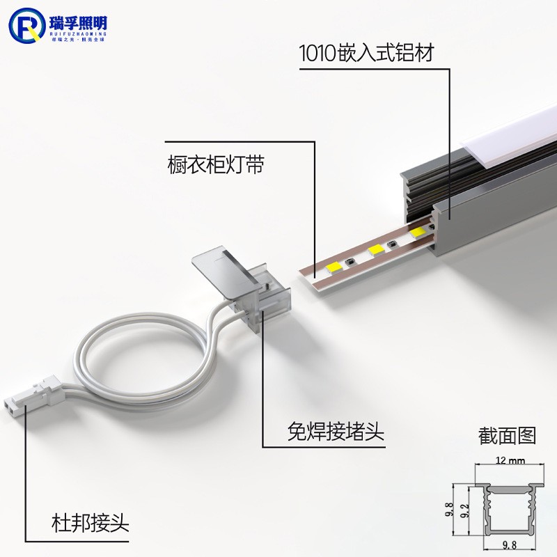 嵌入式橱柜灯酒柜感应灯线分离led衣柜灯带书柜隐形免焊接层板灯