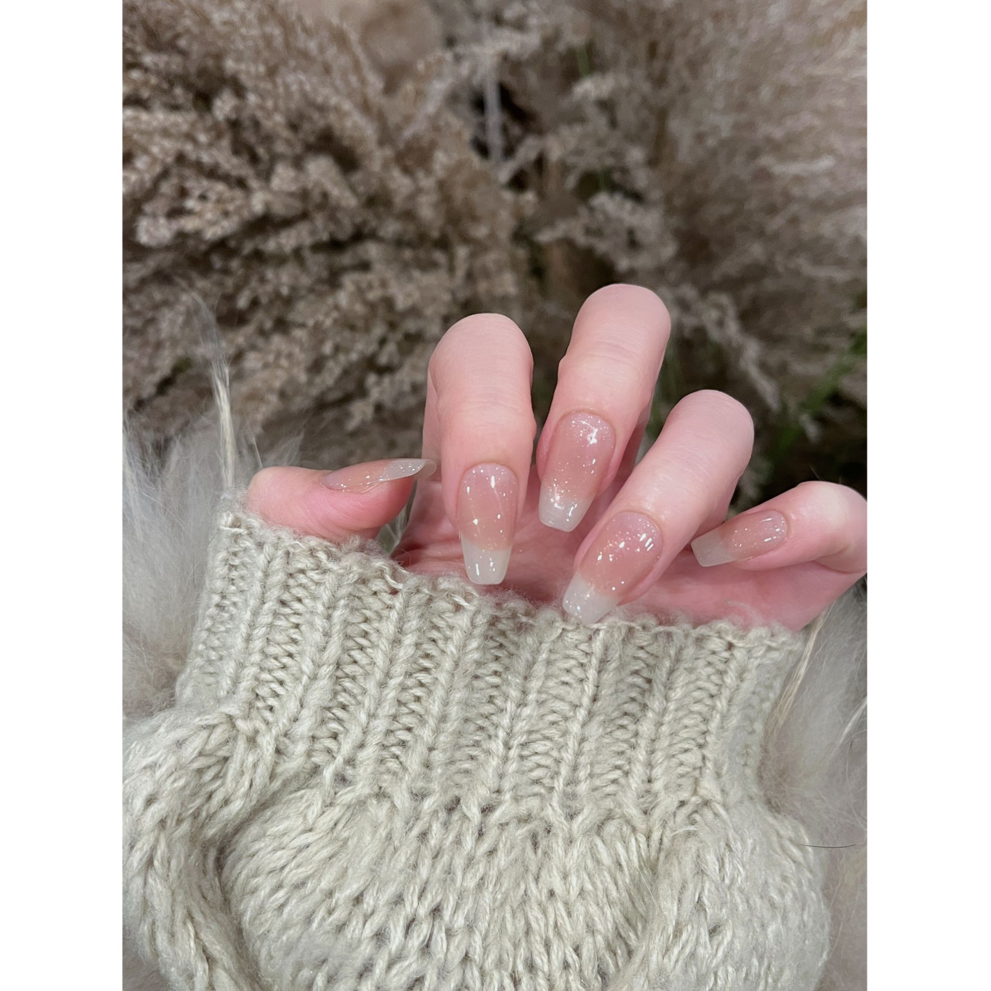 茉哉II现货【初日奶芙】纯手工定制美甲拆卸穿戴甲A5123