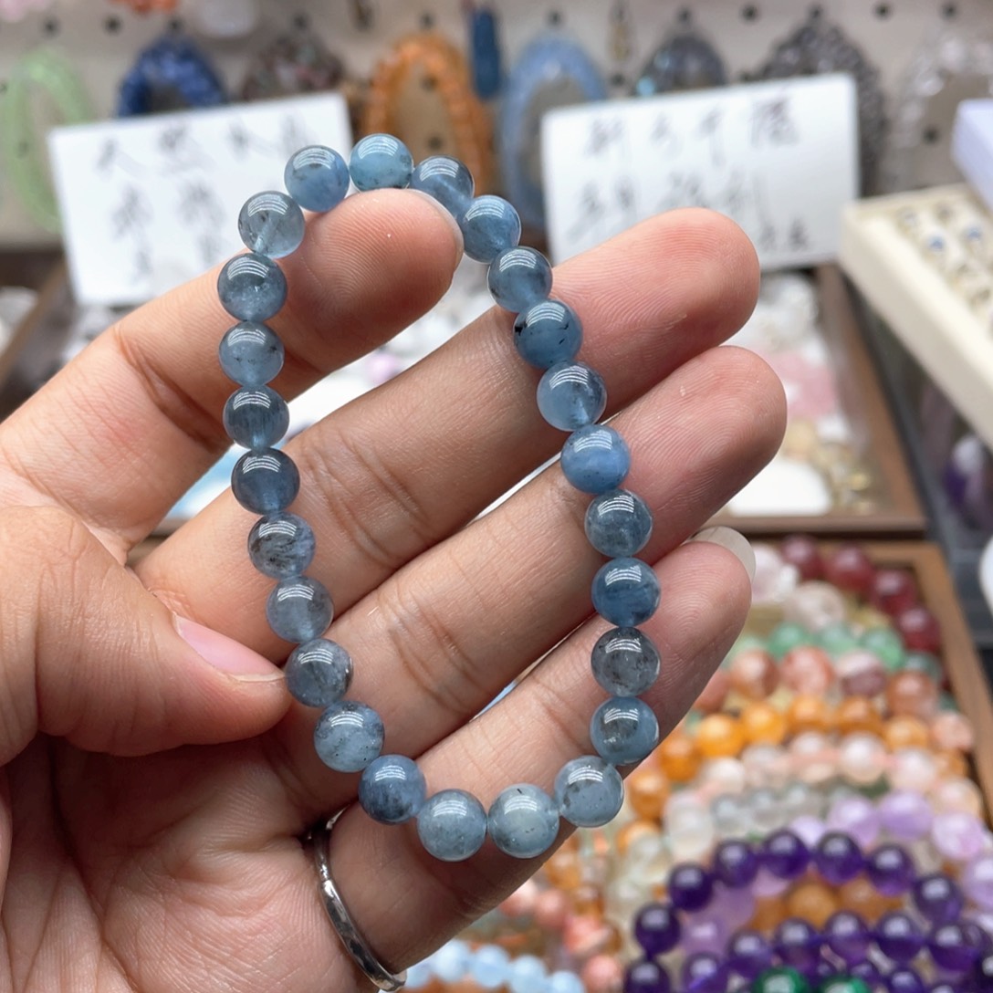 手链未镶嵌水晶7.8咪爆闪海蓝宝