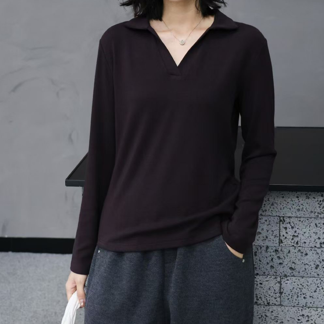 秋冬款翻领显瘦百搭打底上衣