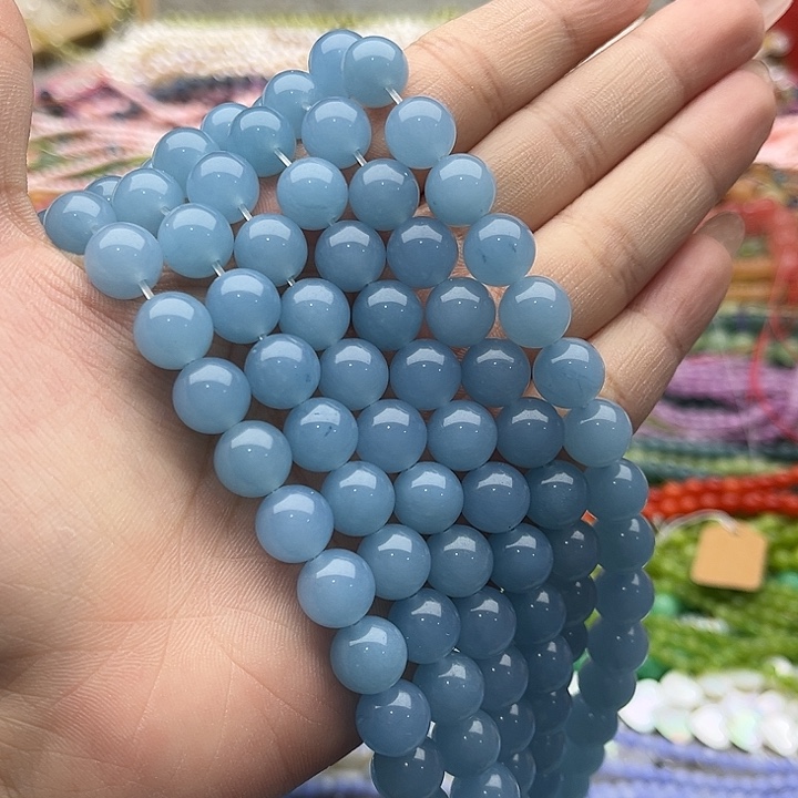 玛瑙/玉髓珠宝半成品未镶嵌一条10mm左右海蓝宝