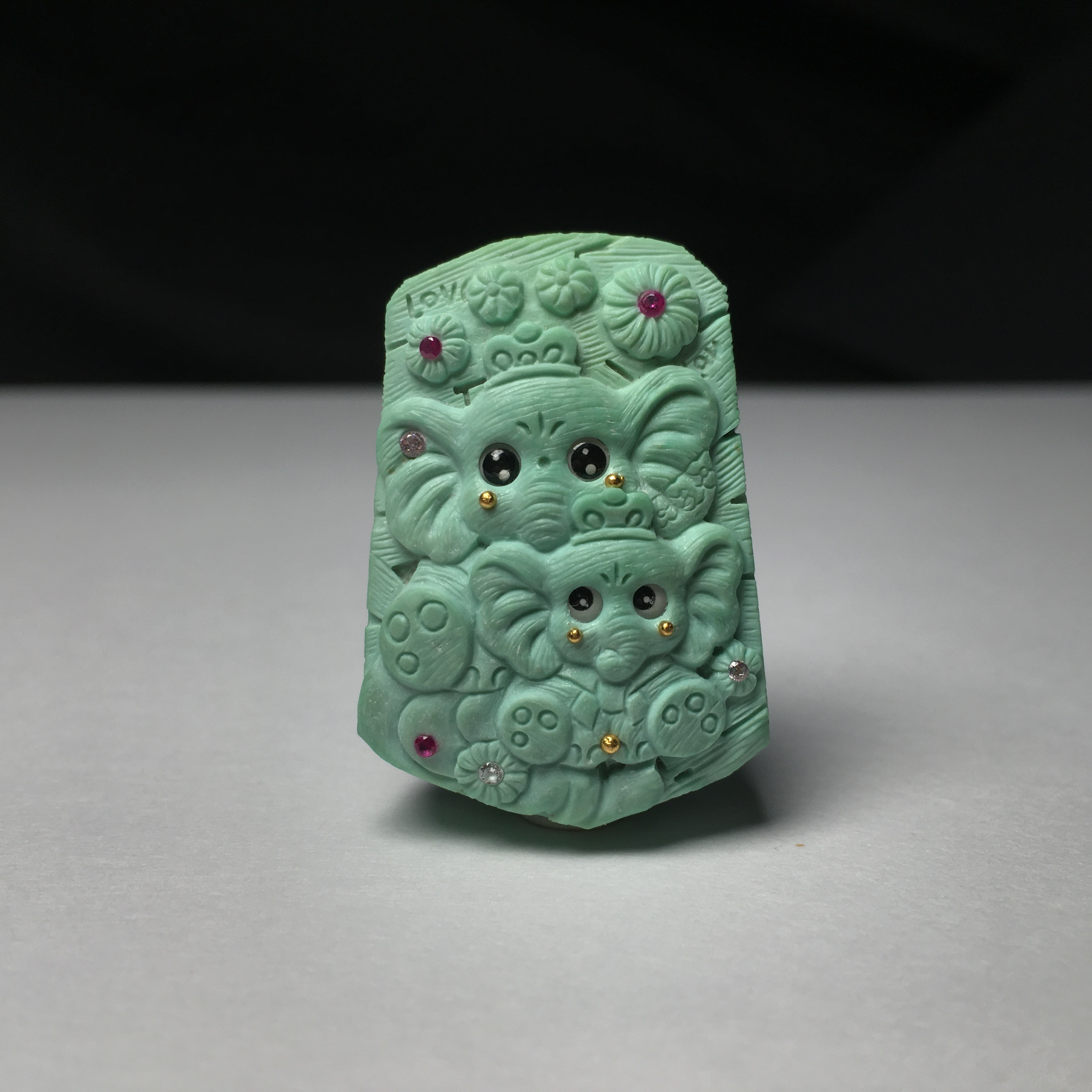 原矿绿松石菜籽黄象神吊坠高瓷天然郧西料精工雕刻件项链挂牌女