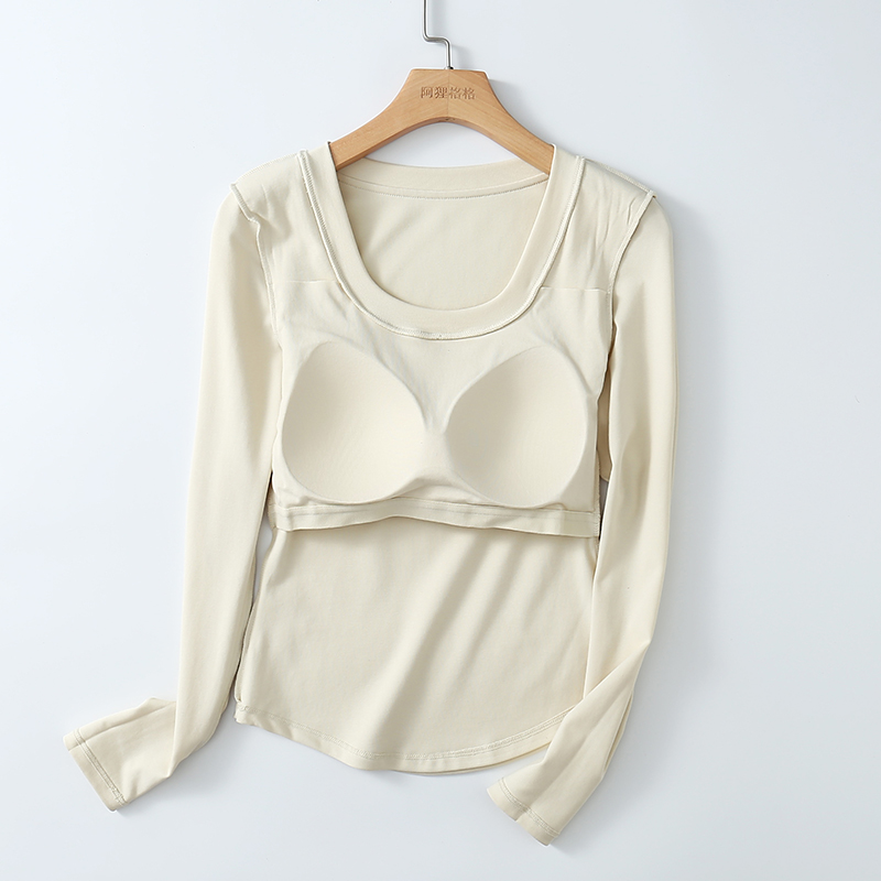 天丝莱赛尔 C位小蛮腰 秋季长袖打底衫女 带胸垫自由杯 阿狸格格