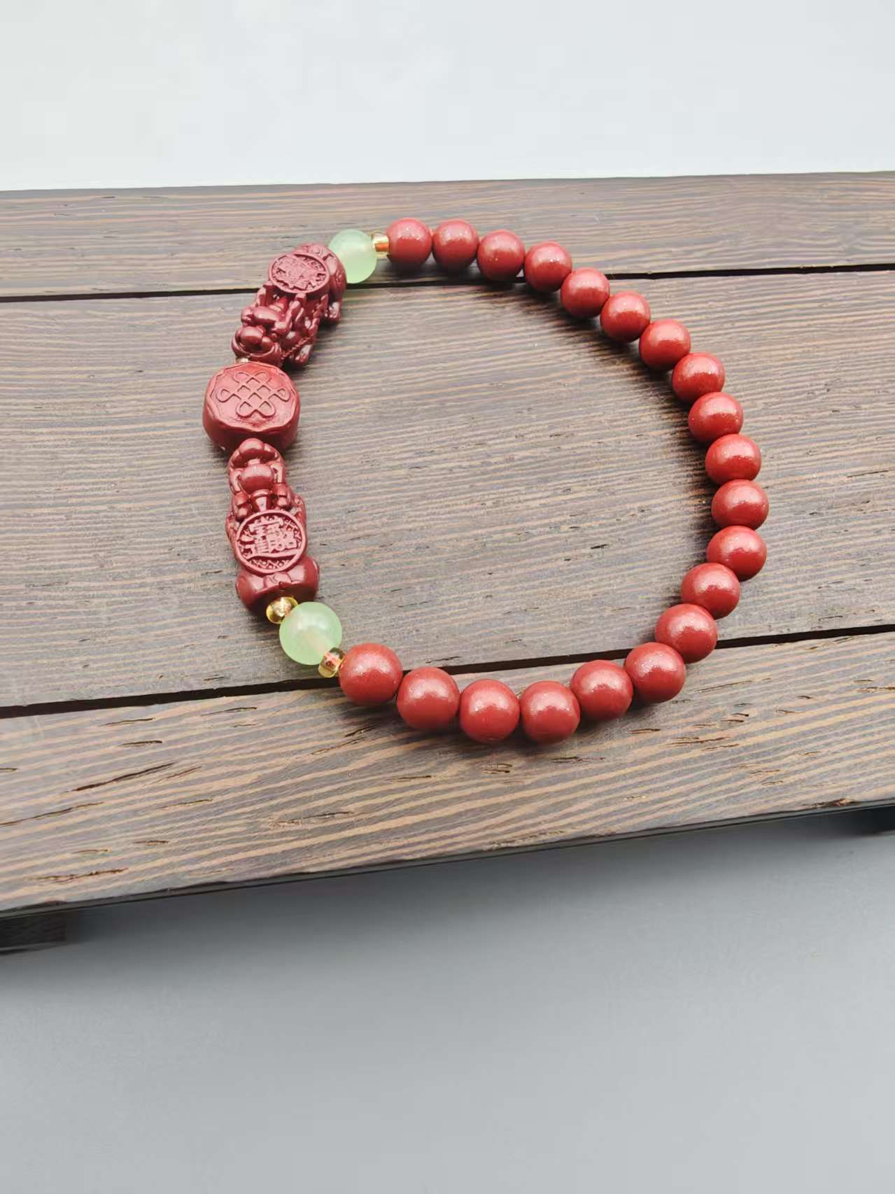 含辰砂工艺品ZA986-6mm双貔貅手串