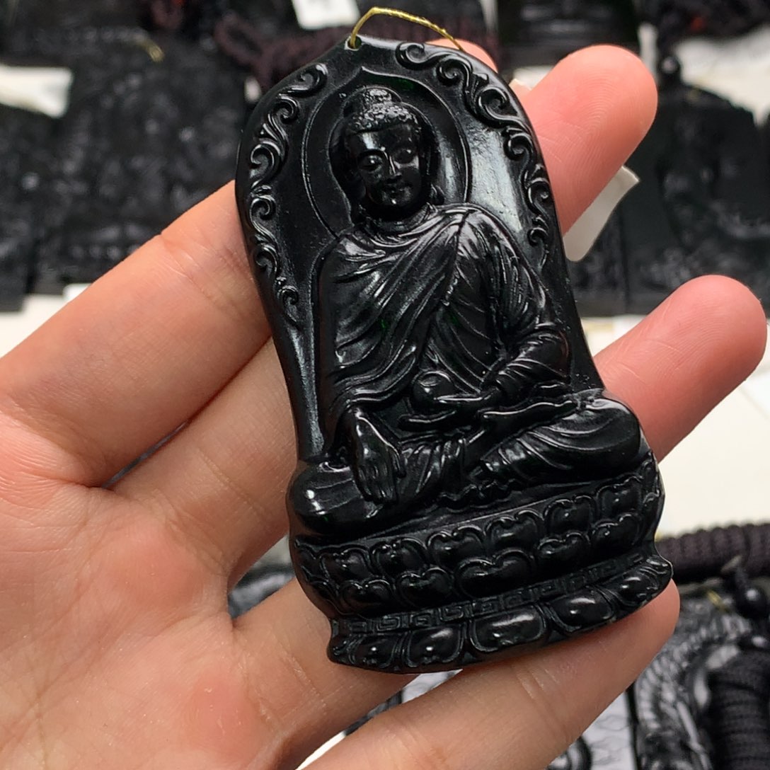 天然缅甸a货钢琴黑挂件