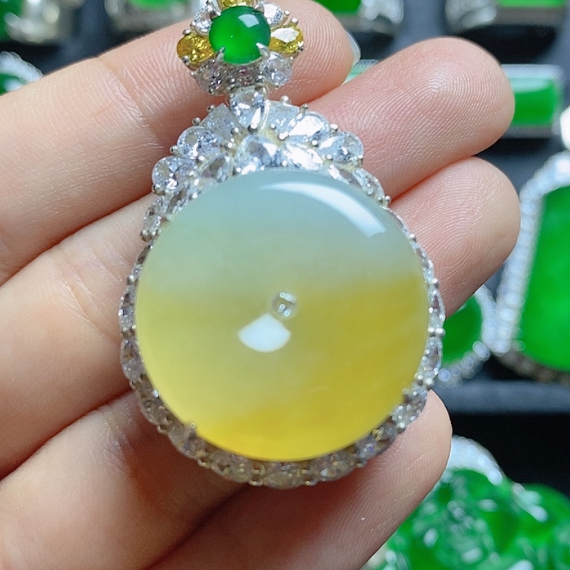 【闪购商品】翡翠银S925镶嵌挂件平安扣