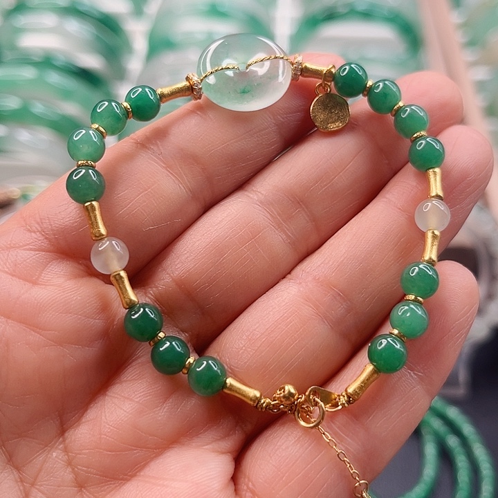 银S925镶嵌手链石英质玉