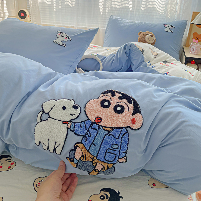 面料升级款【双面用】四季用 成人宿舍四件套可绣花小清新学生单人