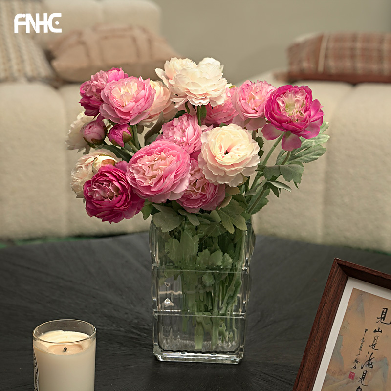 ins仿真花高端露莲洋牡丹仿真花高级感假花摆设客厅高档餐桌花