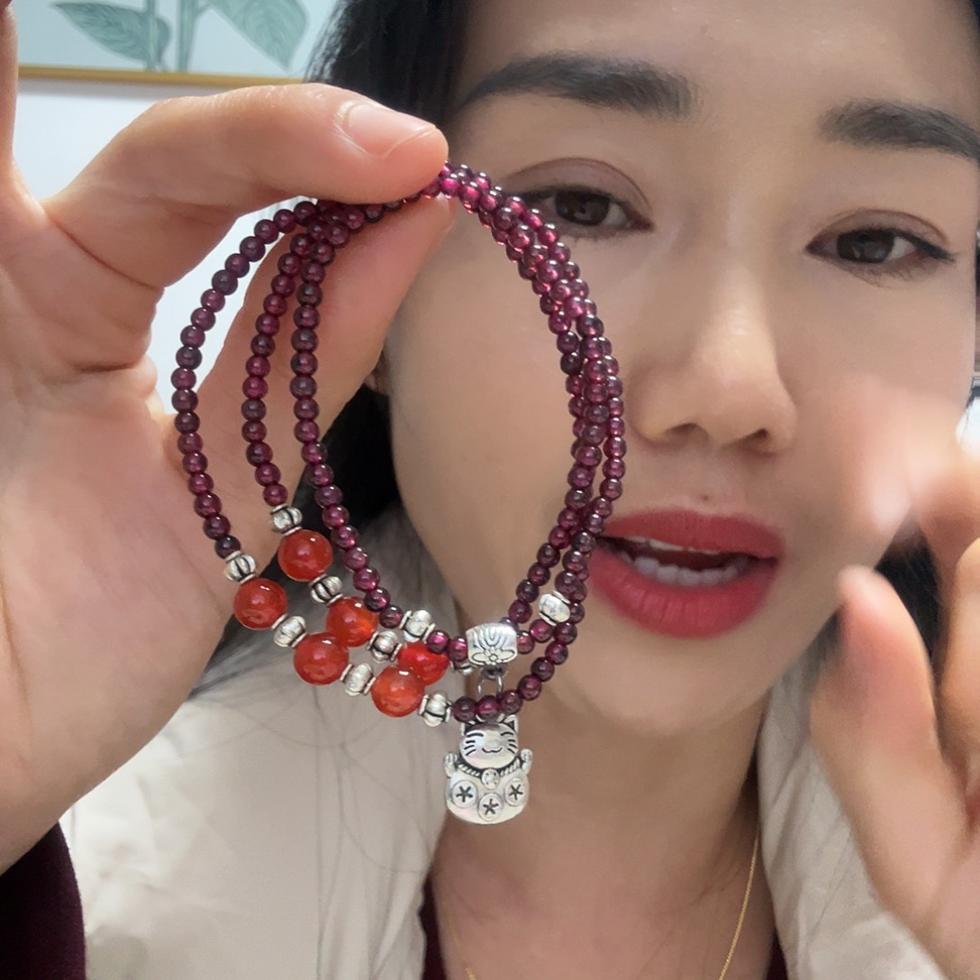 石榴石手串未镶嵌清***@