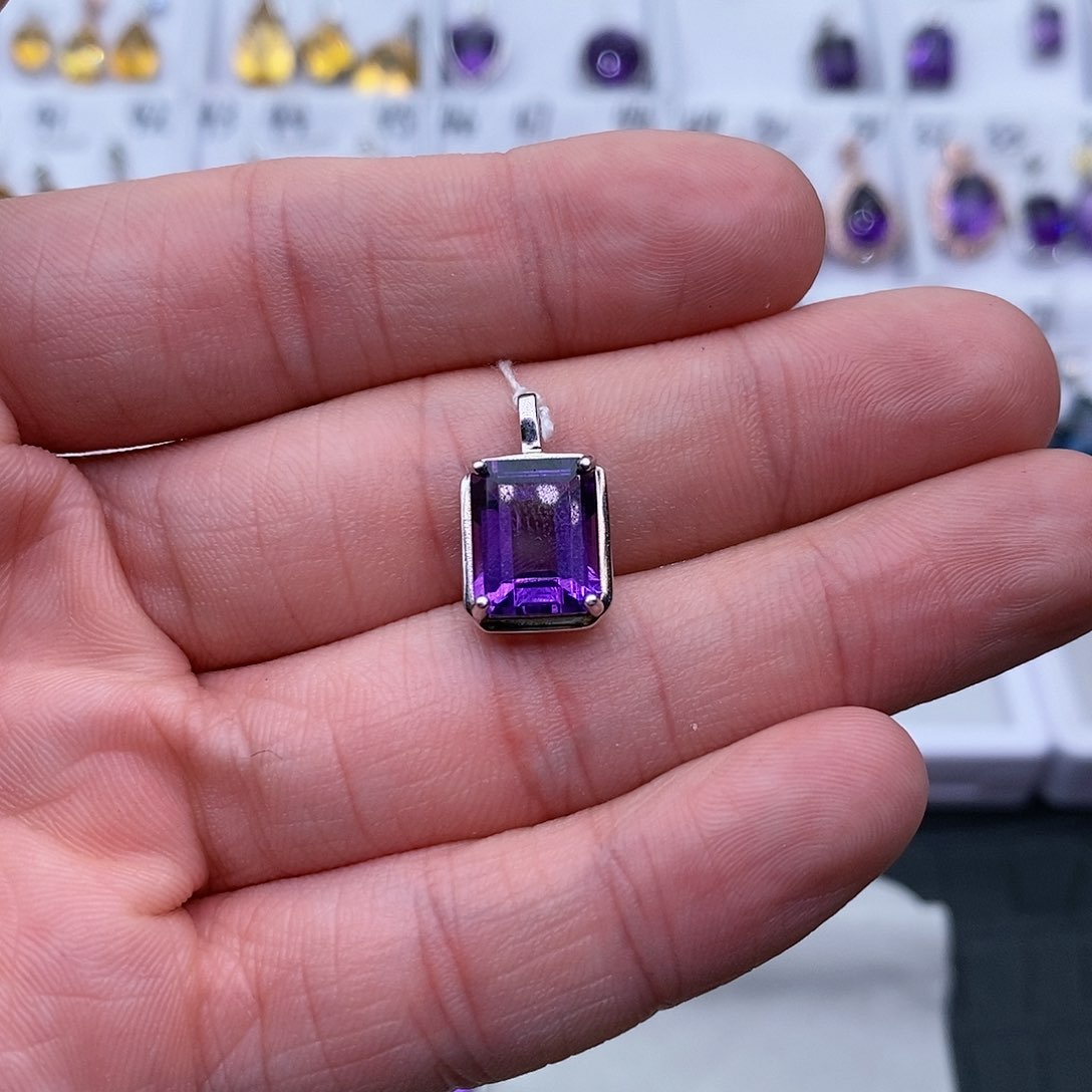 水晶纯天然紫水晶银S925镶嵌空****。