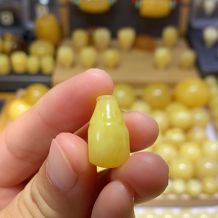 蜜蜡未镶嵌裸石天然原矿黄白花蜜蜡三通11