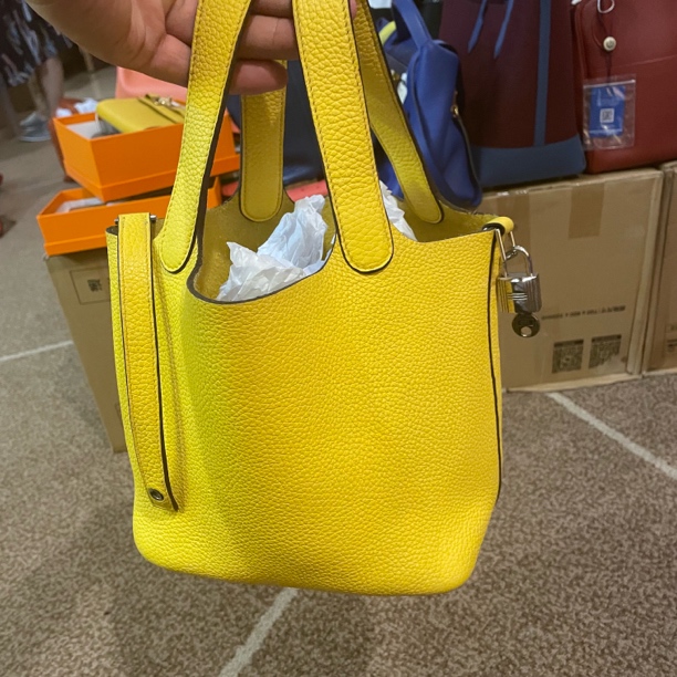 99新 Hermes/爱马仕 爱马仕菜篮子18太阳黄D手提包