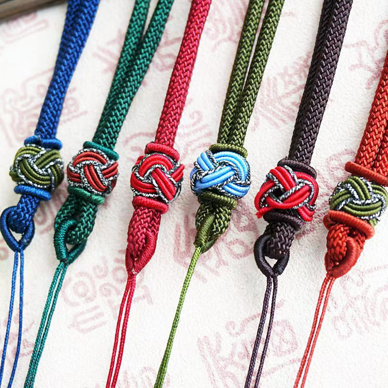 粗款文玩把件挂绳手工编织菠萝扣手腕绳子DIY玉器玛瑙手把件吊绳