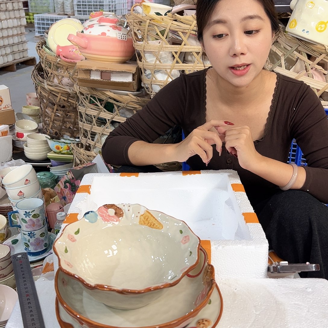 摆件潮州陶瓷餐具微瑕3件套