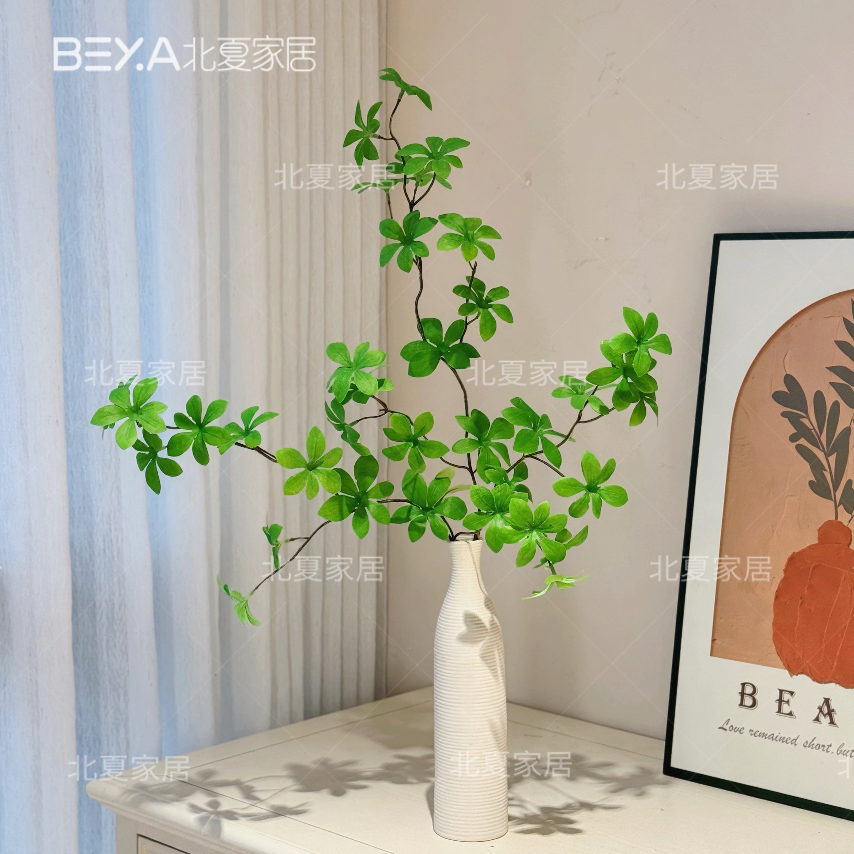 北欧仿真吊钟摆件吊钟单枝马醉木叶假树枝客厅植物装饰摆件