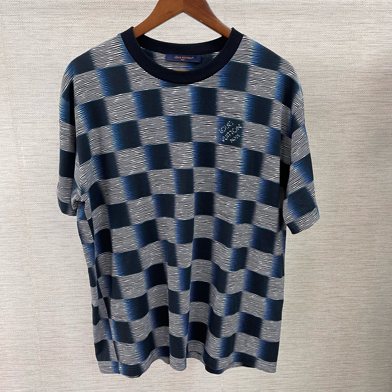 99新 LouisVuitton/路易威登 格纹印花圆领短袖T恤/XL码/Sw24351