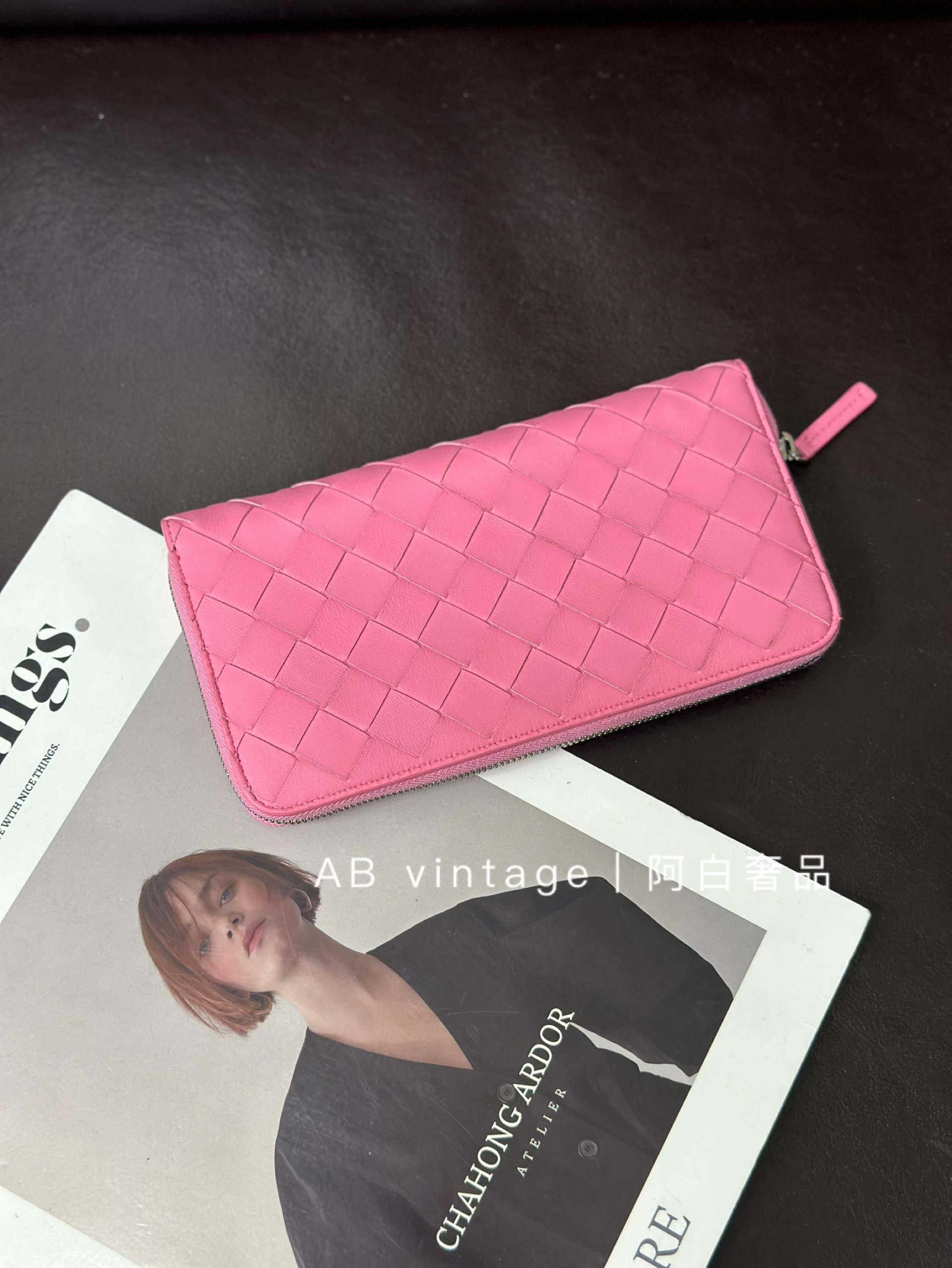 95新 BOTTEGA VENETA/葆蝶家 阿白奢品｜BV 粉色编制钱包
