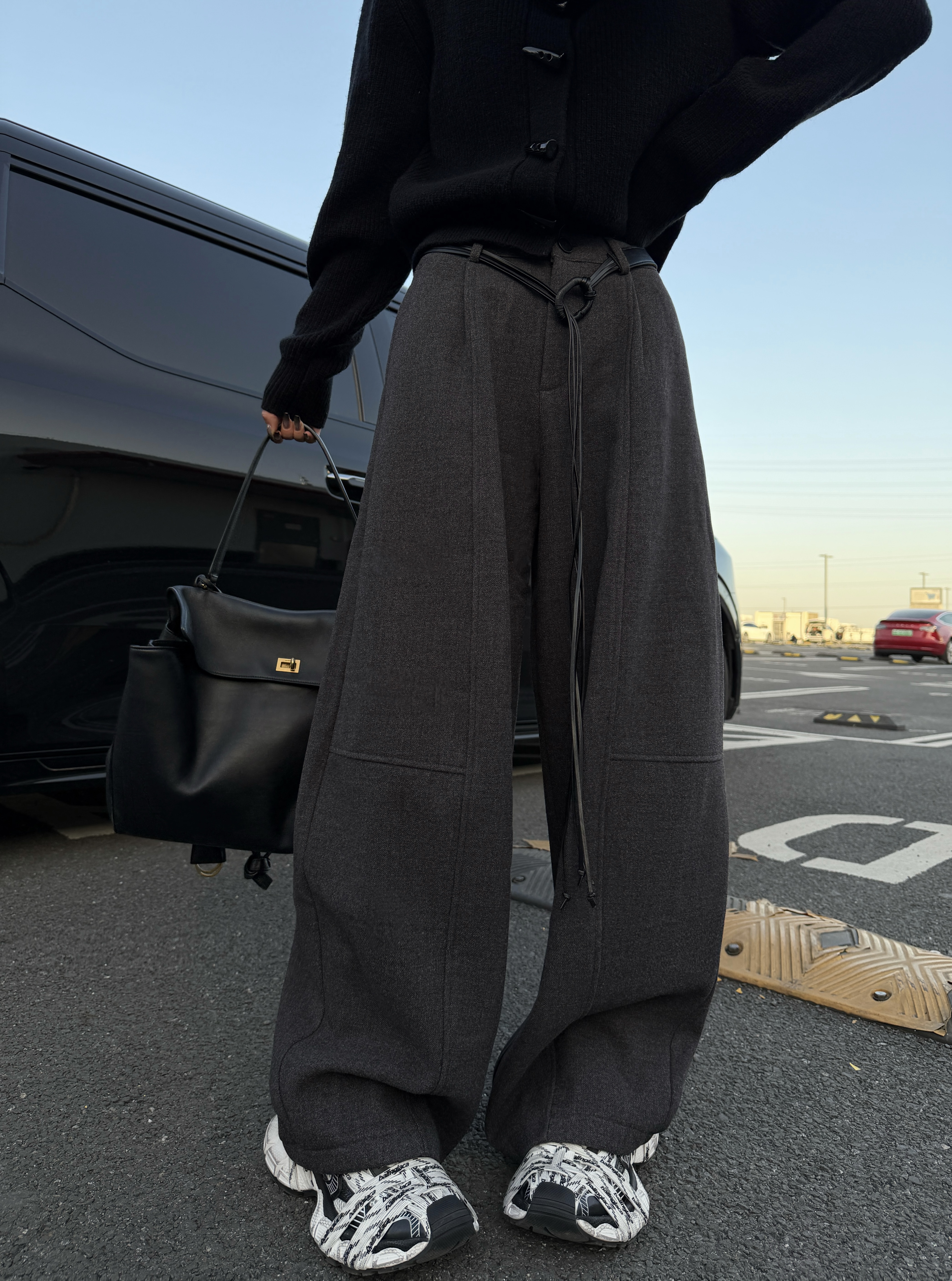 邓蕾婷【焦点C位】冬季新款加绒高级感保暖休闲百搭弯刀裤阔腿裤