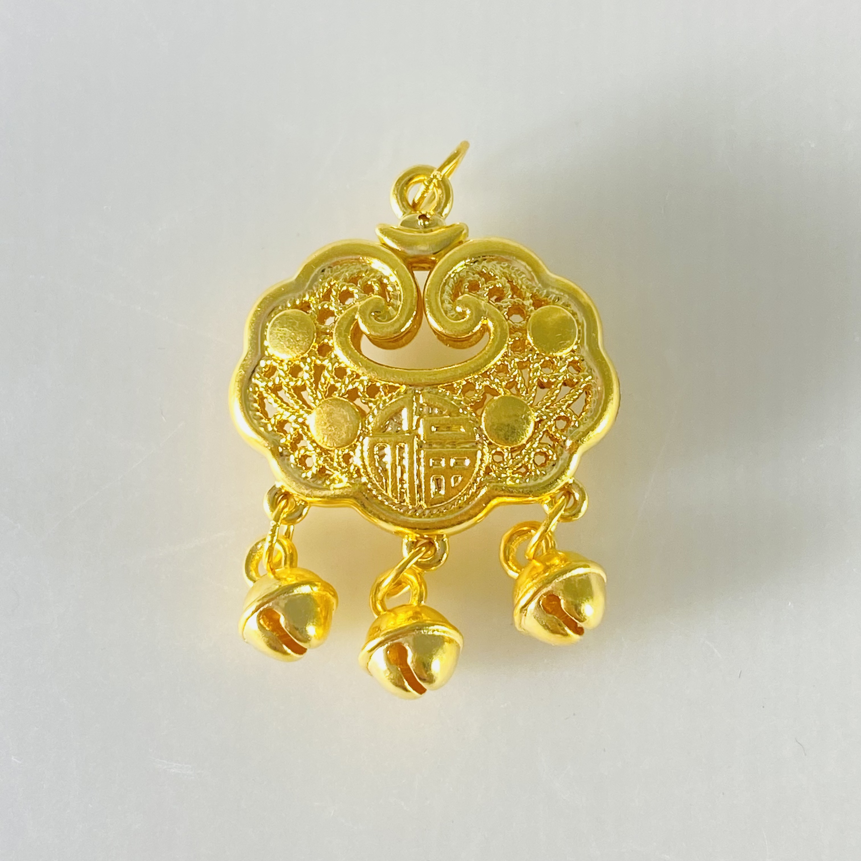 足金999 黄金福字锁包吊坠 网红锁 1.07