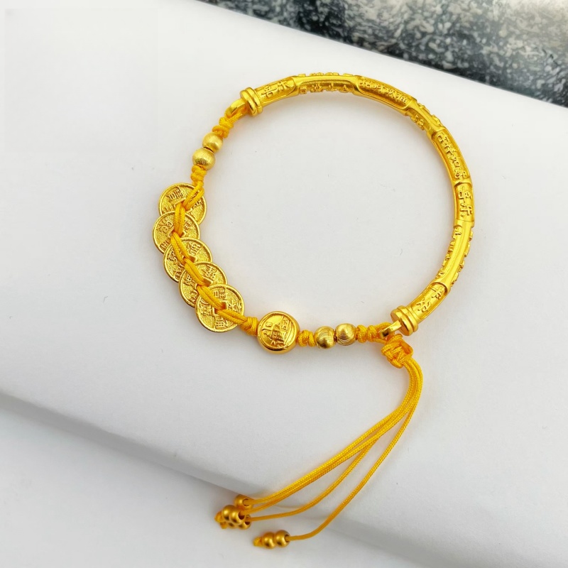 铜合金手链 五帝钱手链盘缠仿金铜钱吉言古法手工时尚百搭气质