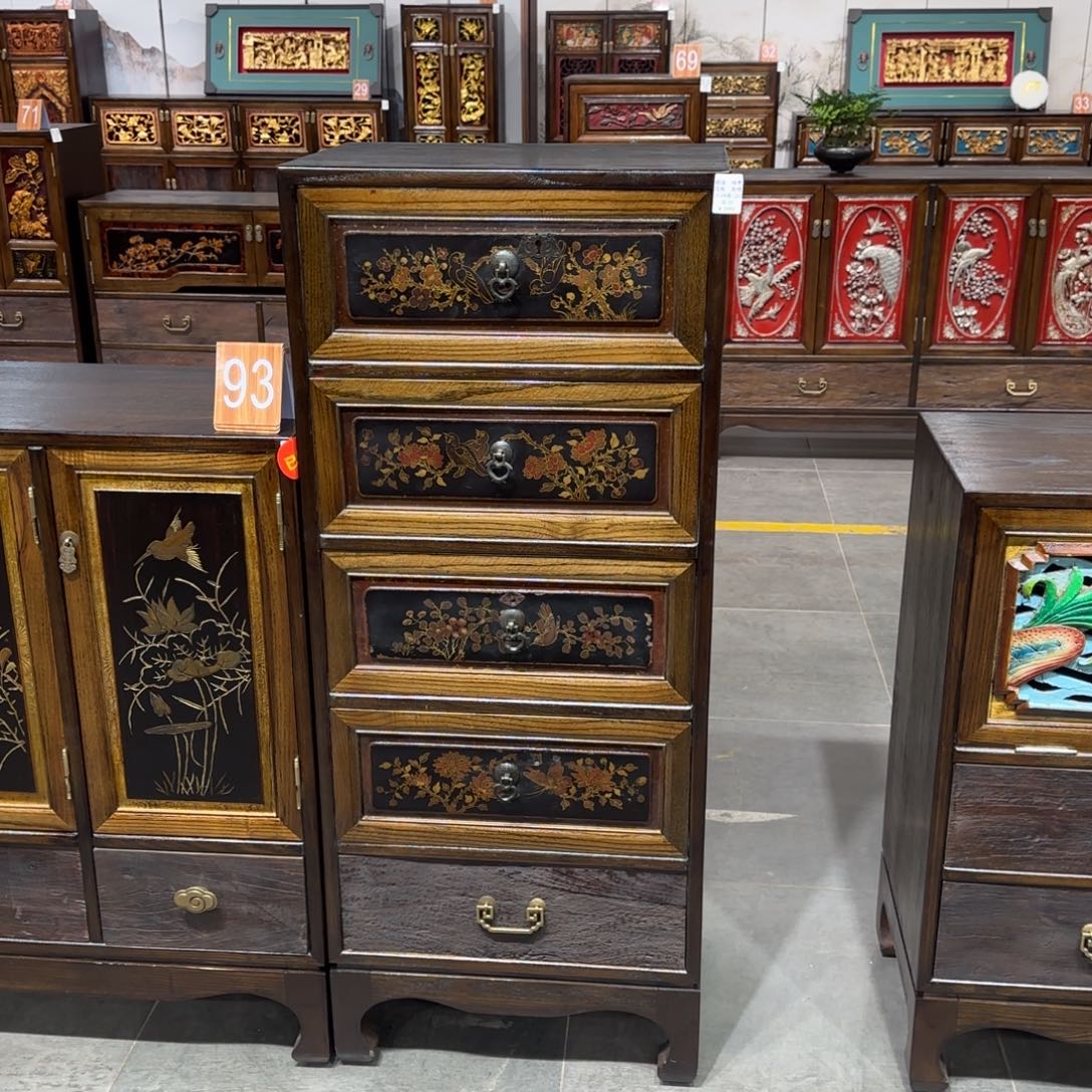 糖***芦大理石榉木圆角款复古家具五斗柜