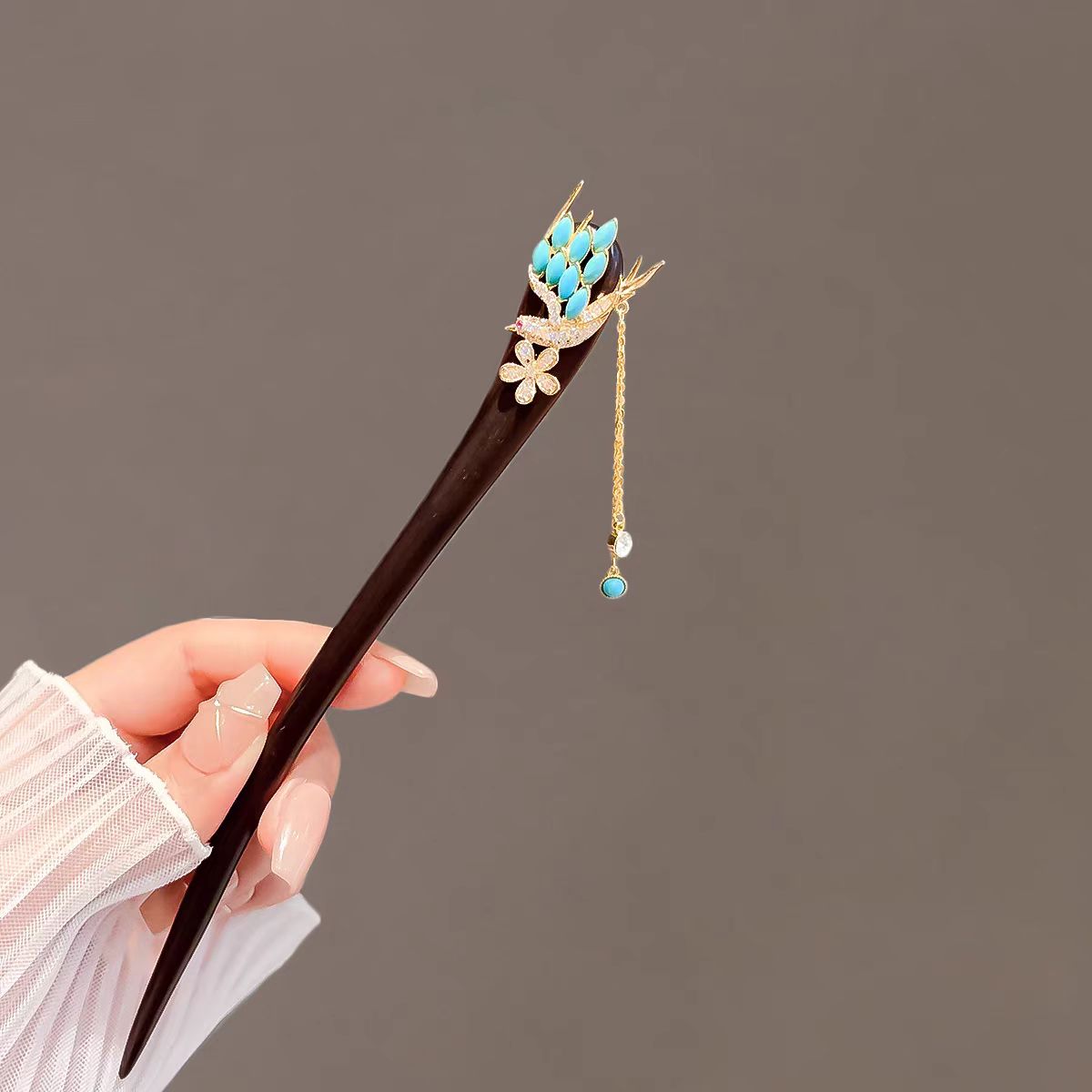 【飞鸟探花】黑檀木发簪中国风饰品古风盘发新中式爆款发簪90903