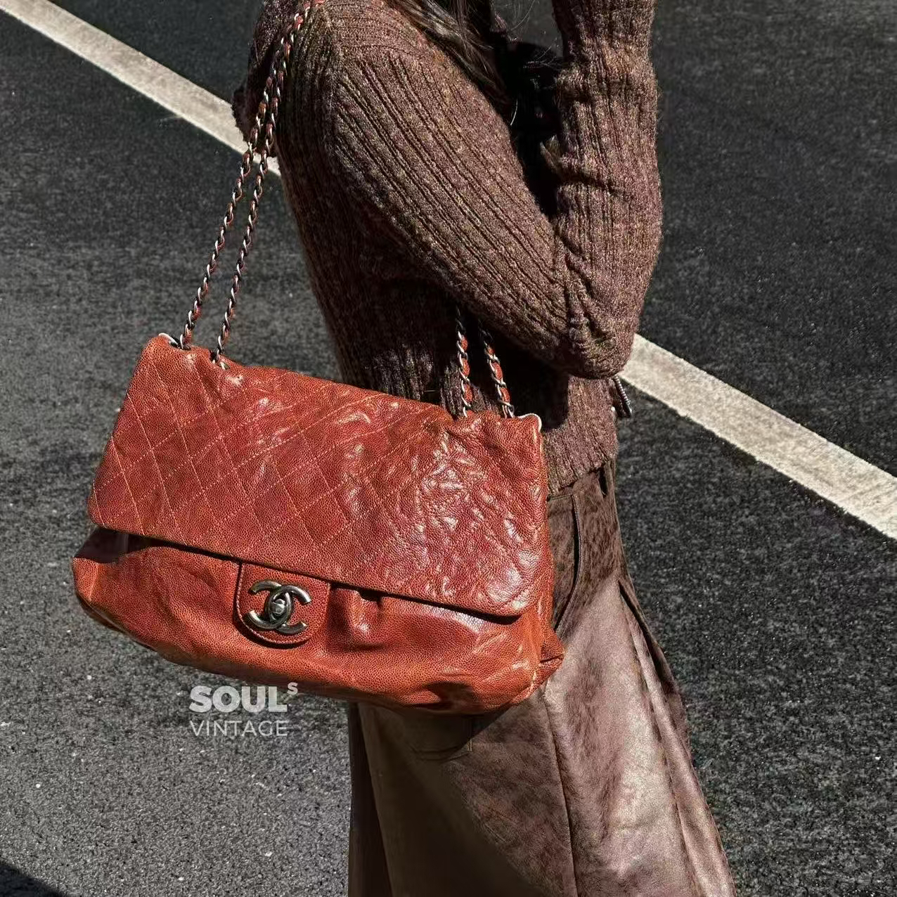 95新 Chanel/香奈儿 Chanel红银鱼子酱云朵包xxl/692973325